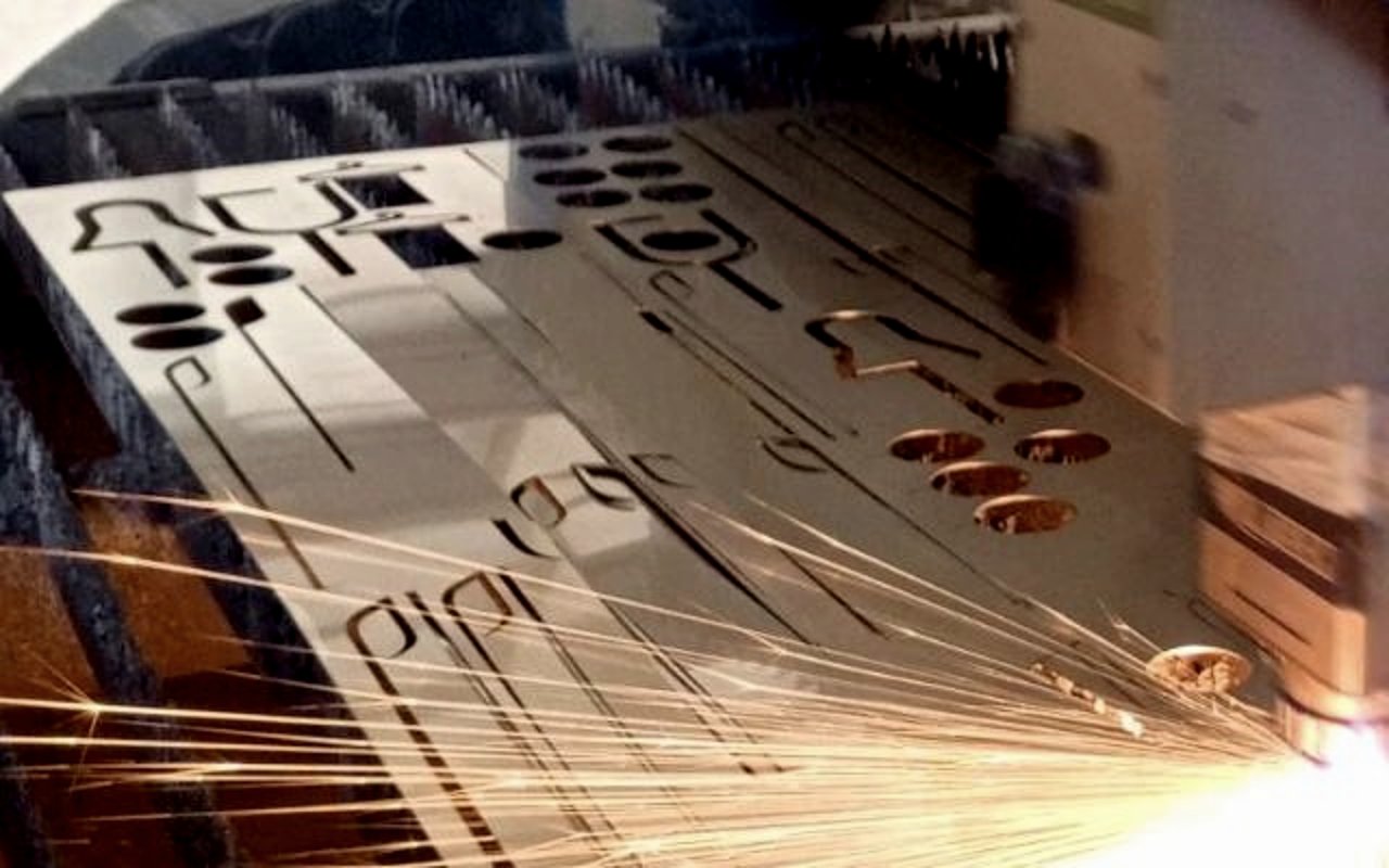 Laser-cut stainless steel, macro