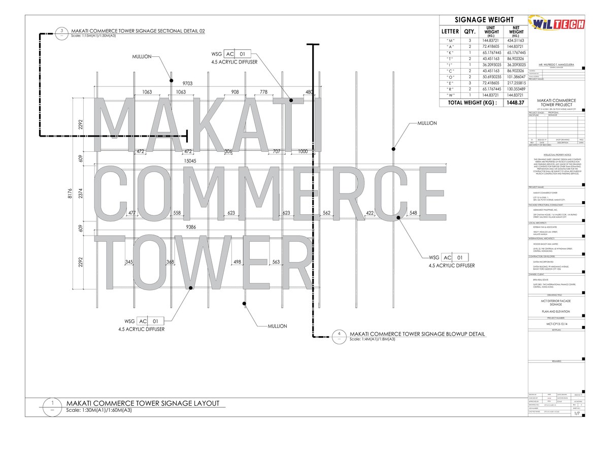 The same facade lettering as its Wiltech shop drawing, aligned to the photograph